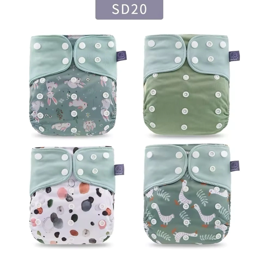 Pack x 4 Pañales Elinfant Fibra Gris Barrera Simple - Goose and Bunny