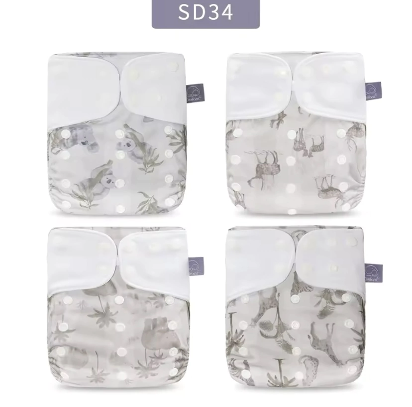 Pack x 4 Pañales Elinfant Fibra Gris Barrera Simple - Wild Animals